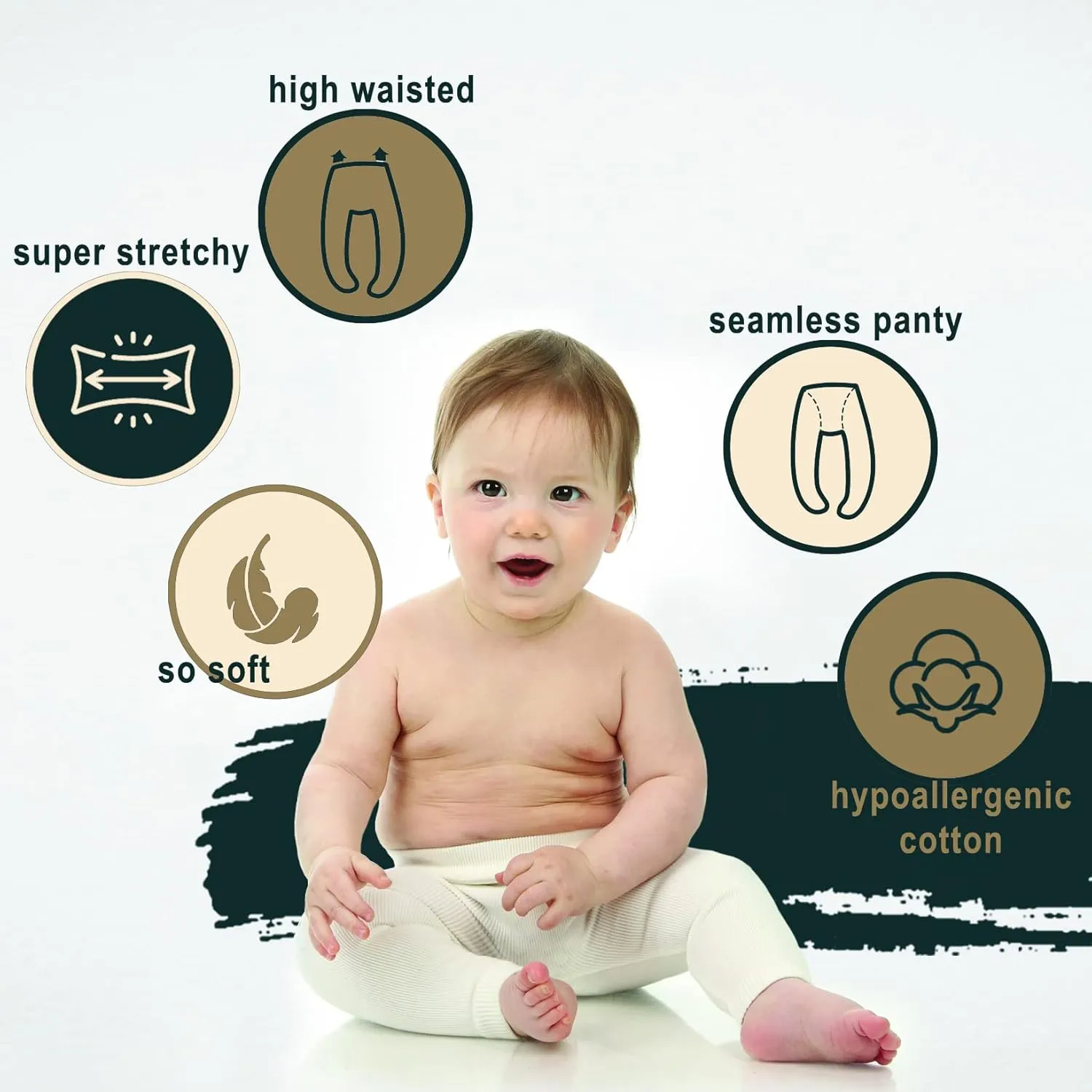 Silky Toes Baby Leggings, Toddler Seamless Panty Soft Cotton Knit Pants for Girls and Boys