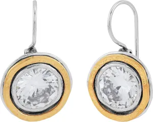 Silpada 'Shimmer Duo' Sterling Silver with 14K Yellow Gold Plating Cubic Zirconia Drop Earrings