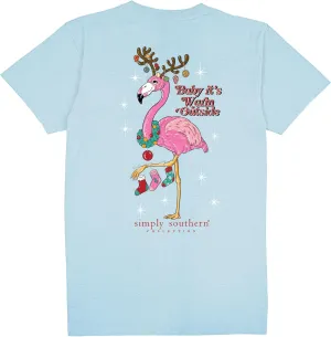 Simply Southern Baby It's Warm Outside - Flamingo - Christmas - Youth T-Shirt