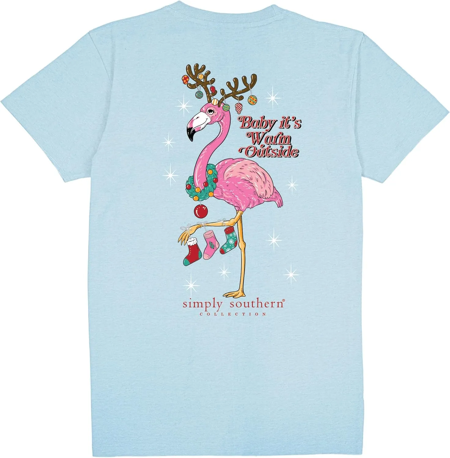 Simply Southern Baby It's Warm Outside - Flamingo - Christmas - Youth T-Shirt