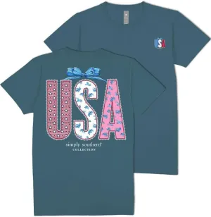 Simply Southern USA, Patriotic Design, Red White Blue Bow, Women's T-Shirt