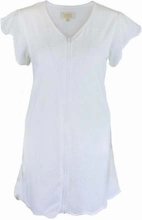 Simply Southern Women's Terry Zip-Front Coverup Dress, Short Sleeve V-Neck, Available in Navy and Hot Pink