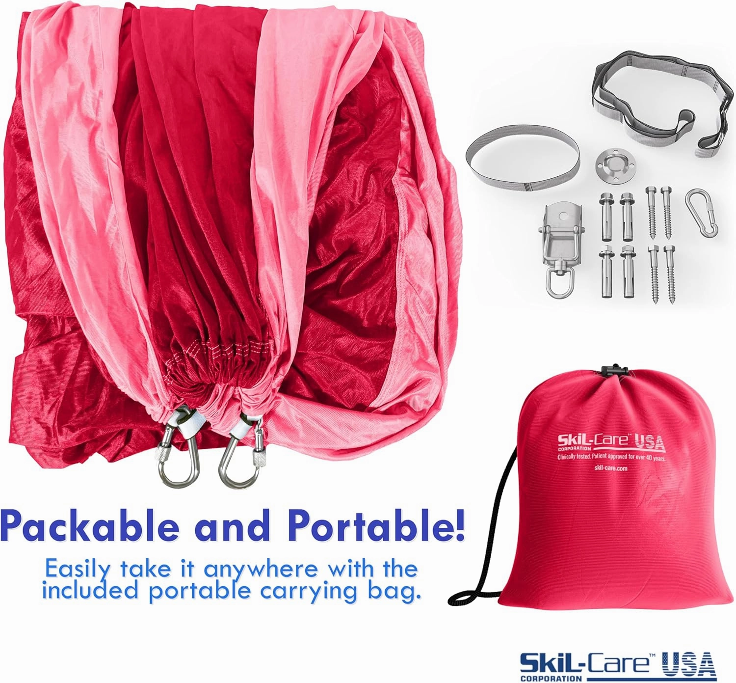 Skil-Care Sensory Swing for Kids, 80" L x 63" W Pink Hammock, Outdoor and Indoor Swing for Kids, Therapy Hanging Chair, Sensory Integration Swing for Special Needs Children, 912459