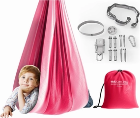 Skil-Care Sensory Swing for Kids, 80" L x 63" W Pink Hammock, Outdoor and Indoor Swing for Kids, Therapy Hanging Chair, Sensory Integration Swing for Special Needs Children, 912459
