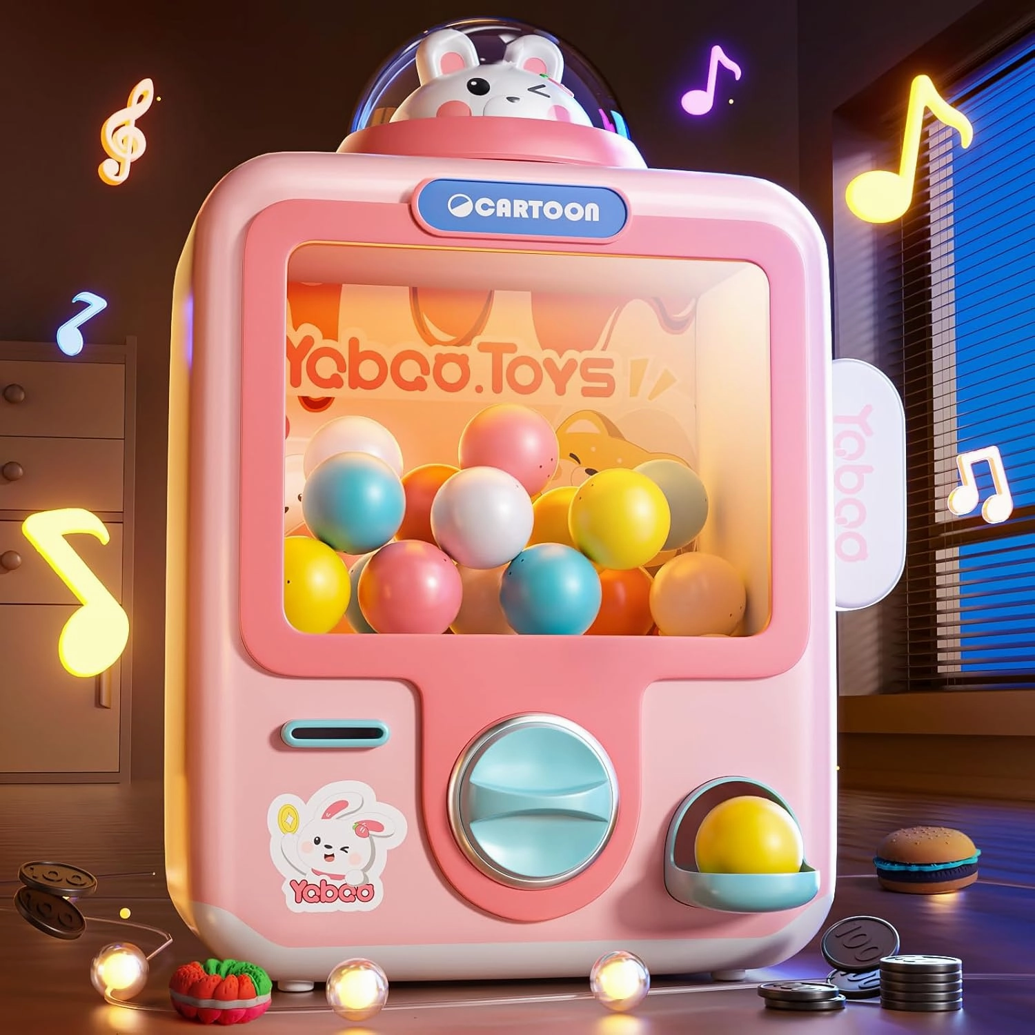 Skirfy Vending Machine Kids Toys Mini Claw Machine 12 Erasers Operated Gumball Prize Machine Maker Arcade Game Claw Machine Game Sensory Toys Dolls Gifts（Pink）