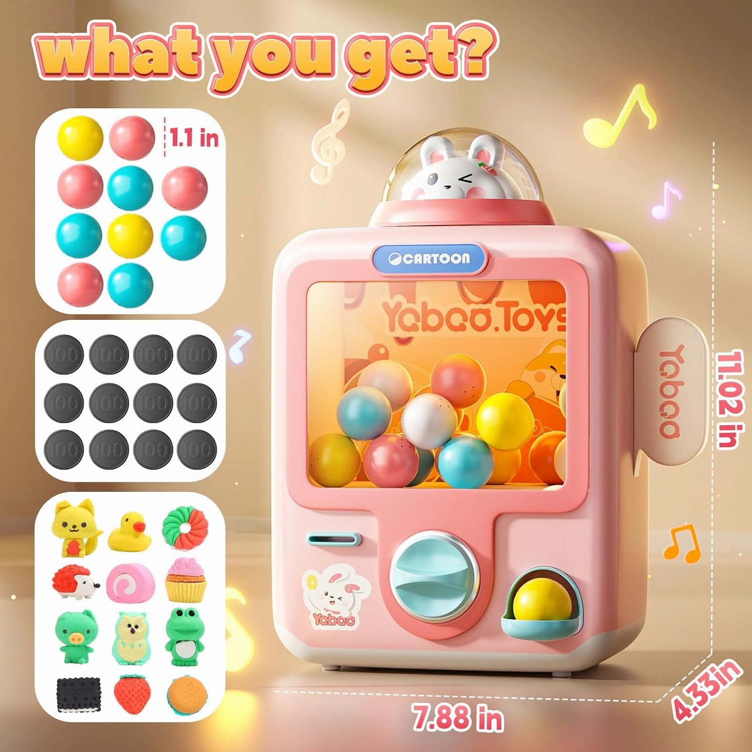 Skirfy Vending Machine Kids Toys Mini Claw Machine 12 Erasers Operated Gumball Prize Machine Maker Arcade Game Claw Machine Game Sensory Toys Dolls Gifts（Pink）