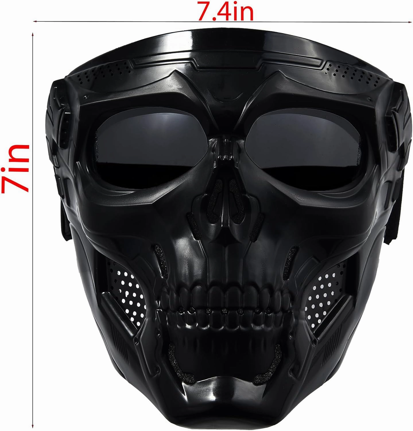Skull Airsoft Mask Spooky Skull Full Face Mask with Goggles Impact Resistant Army Fans Supplies Tactical Mask for Halloween Paintball Game Movie Props Party and Racing Cos Mask CS Wargame