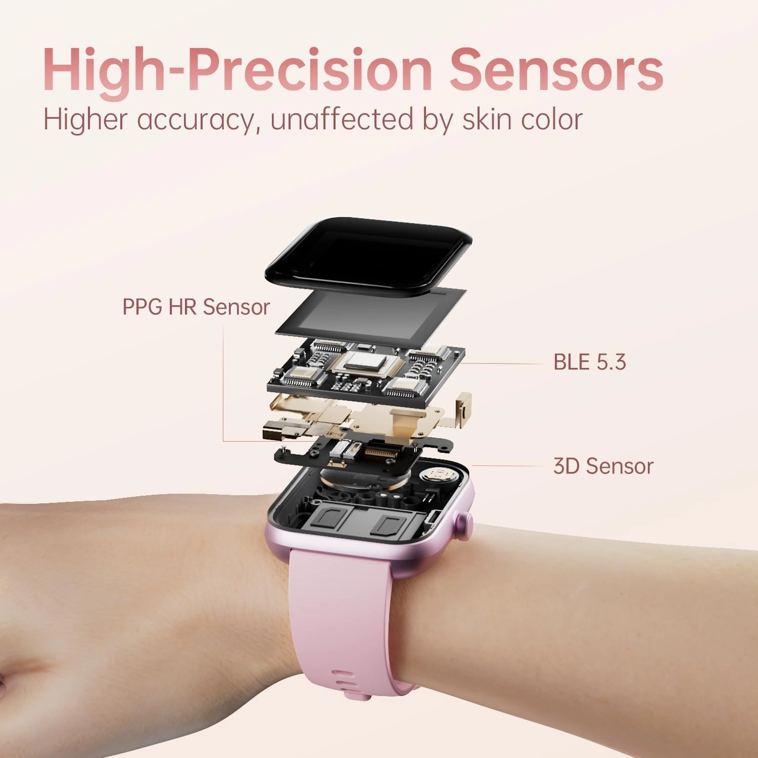 Smart Watch Large Display, Compatible with Android 6.0 / iOS 9.0 , Smart Watches for Women with Clear Bluetooth Calls, Health/Sleep/Fitness Tracker Watch, Waterproof Smart Watches for Men (Pink)