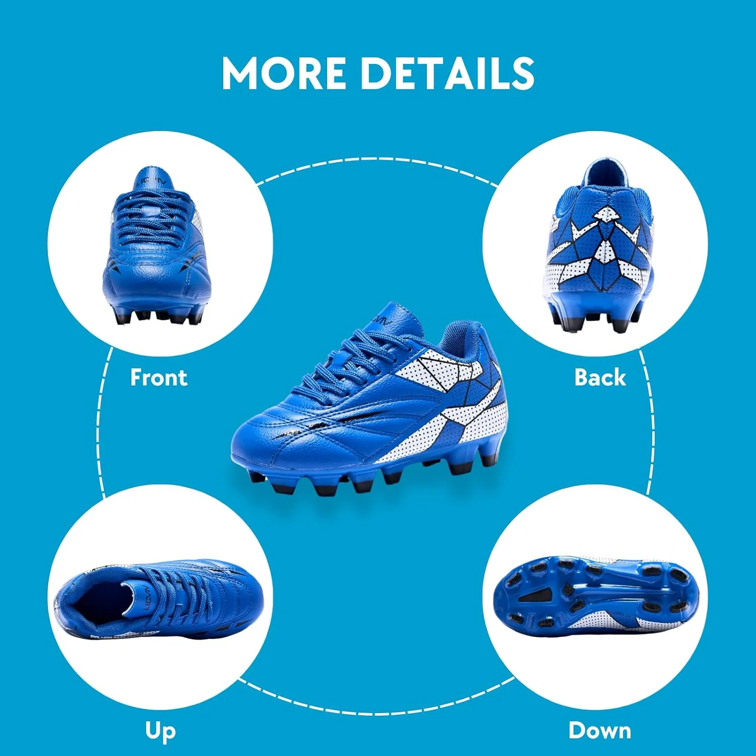 Soccer Cleats for Toddler and Little Kids, FG Lace Up Soccer Shoes, Firm Ground Outsoles for Artificial Turf, 3 Colors