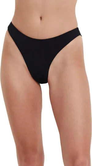 Solid Women’s Black Mid-Rise Bikini Swim Bathing Swimwear Bottom with Full Back Coverage Swim Essential