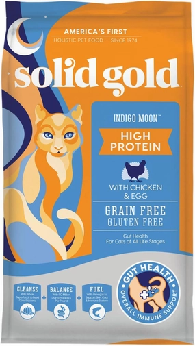Solid Gold High Protein Dry Cat Food - Indigo Moon Made with Digestive Probiotics for Cats - Grain & Gluten Free with High Fiber & Omega 3 - Low Carb Superfood Meal - Chicken - 12lb