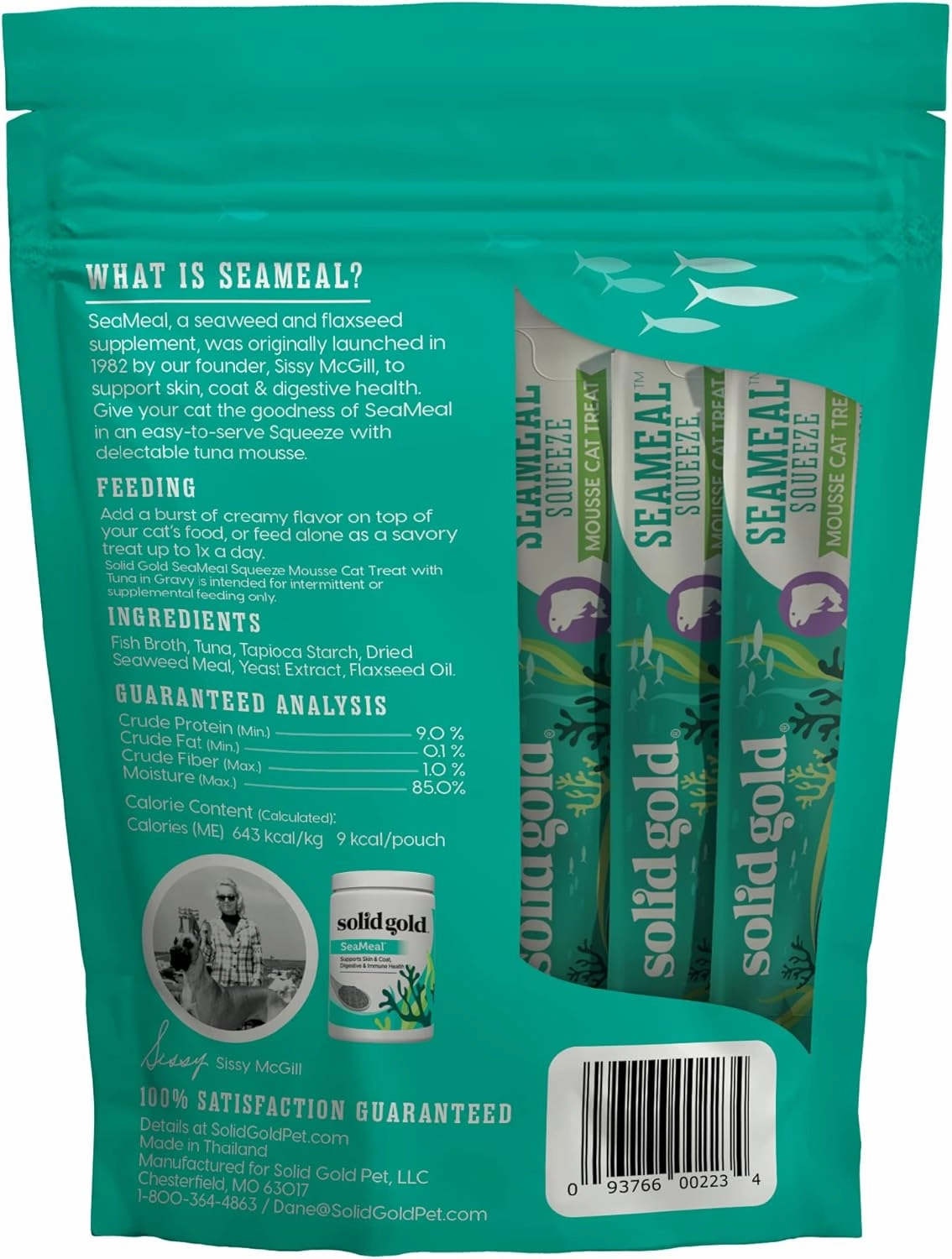 Solid Gold Lickable Cat Treats - Tuna SeaMeal Squeeze Squeezable Cat Treats for Indoor Cats 30 Pack - Made with Fiber-Rich Seaweed for Digestive Health for Immune Support - 3 oz / 30 Count