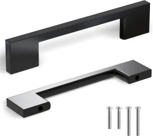 Southern Hills 5pc Matte Black Cabinet Pulls 3.75 inch (96mm) Black Handles for Cabinets, Kitchen Cabinet Handles Black - Dresser Pull, Matte Black Drawer Pulls, Vanity Cabinet Hardware, Door Pulls