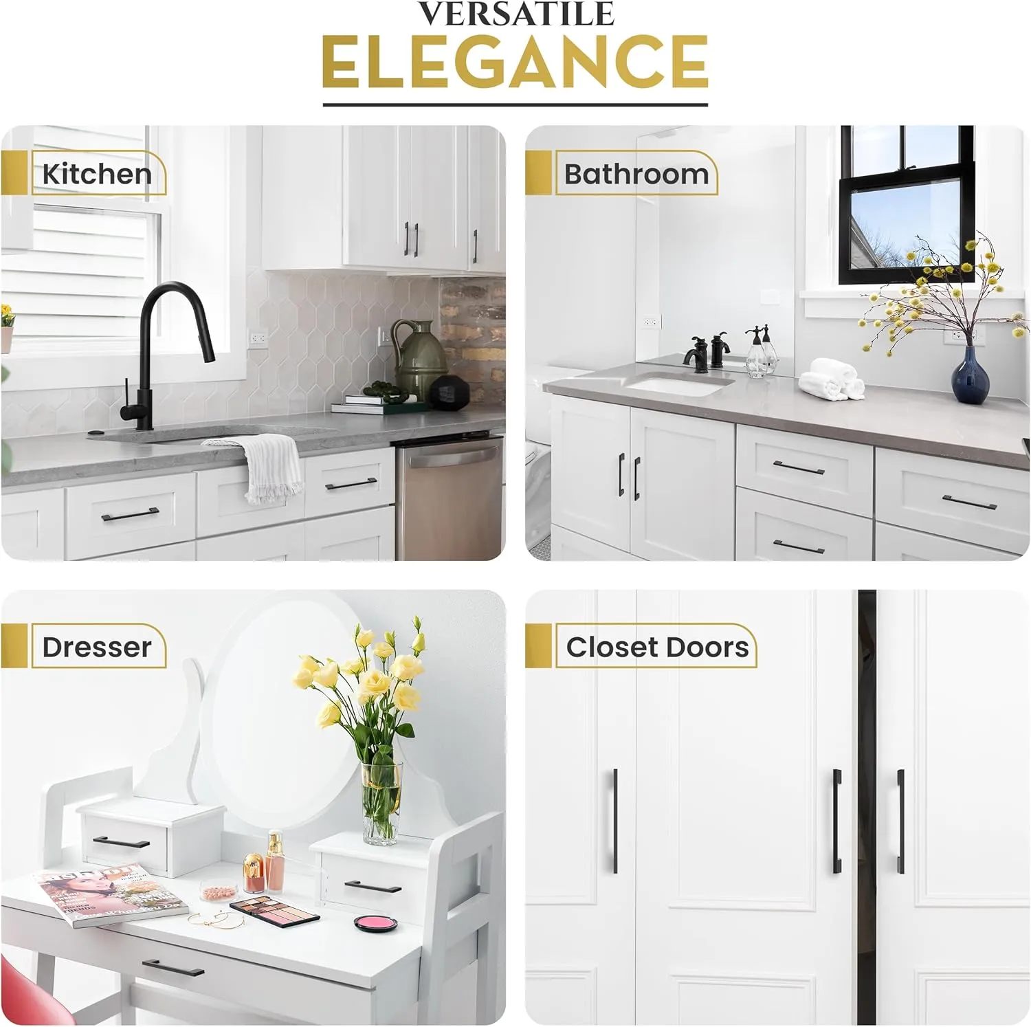 Southern Hills Matte Black Cabinet Pulls - 160mm Handles for Cabinets, Kitchen, Dresser, Drawer, Vanity, Door - Hardware
