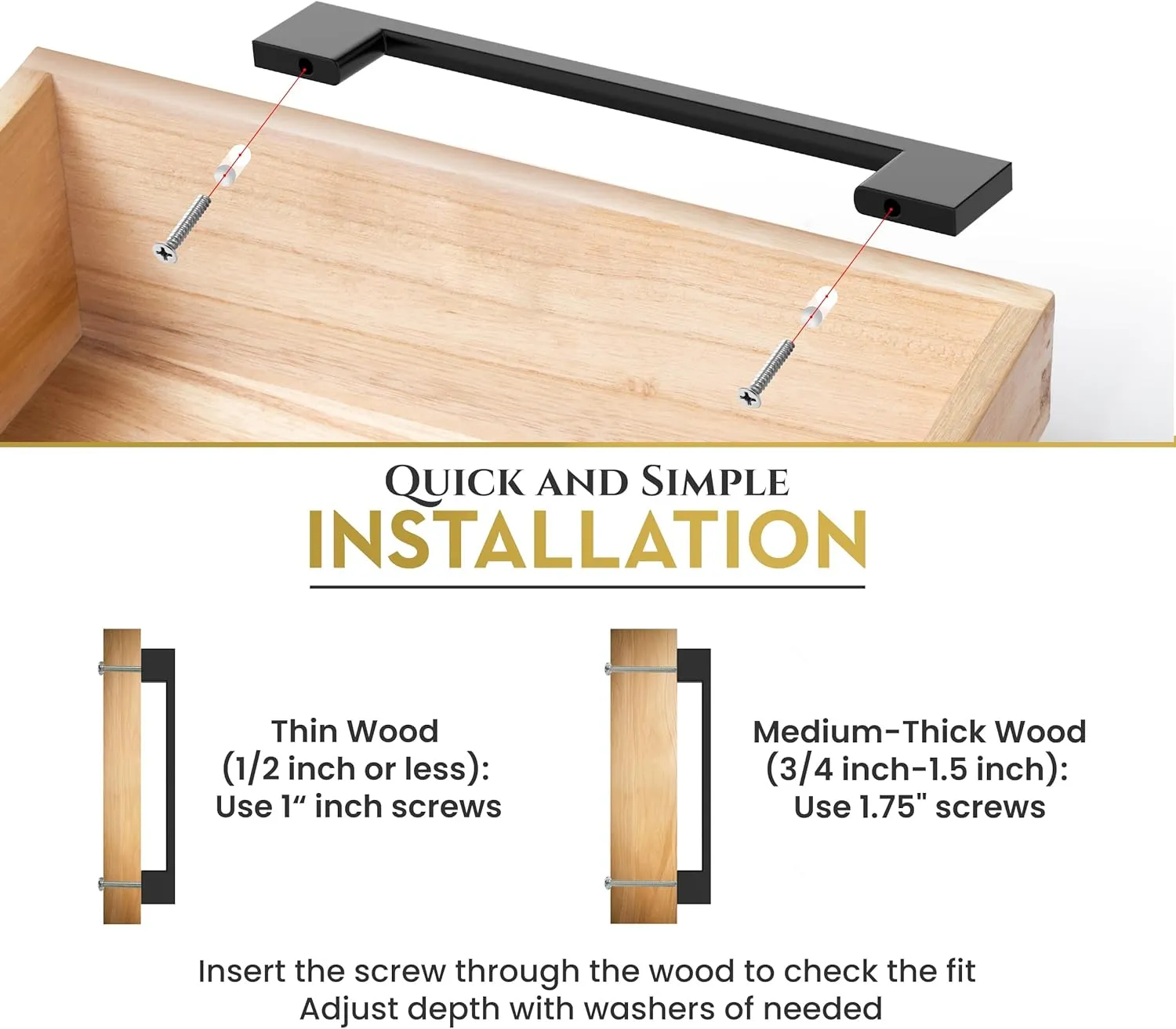 Southern Hills Matte Black Cabinet Pulls - 160mm Handles for Cabinets, Kitchen, Dresser, Drawer, Vanity, Door - Hardware