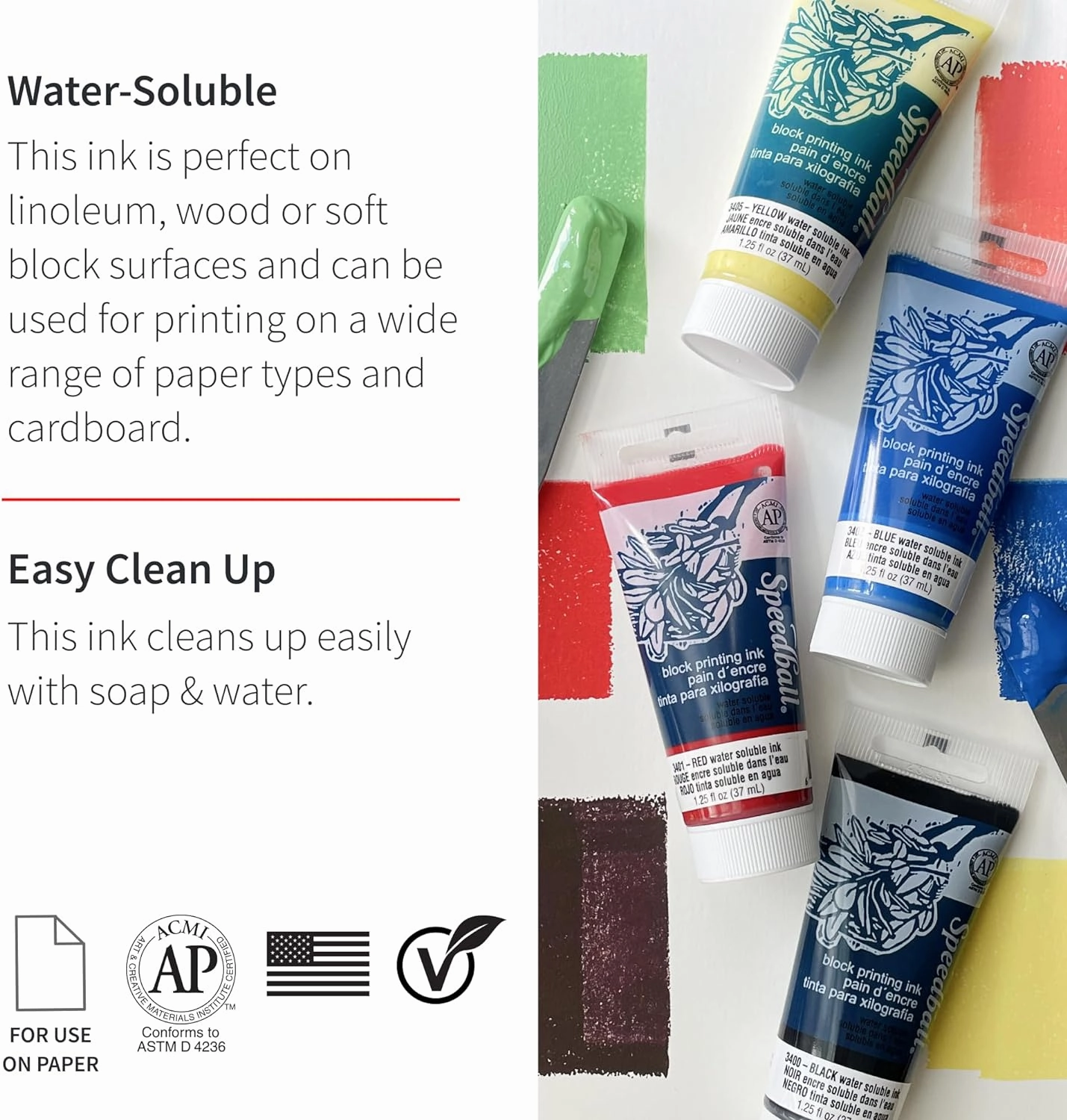 Speedball Water-Soluble Block Printing Ink, 5-Ounce Tube (Light Red)