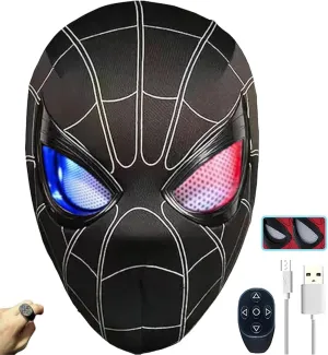 Spider Hero Mask with Moving Eyes, Realistic Spider Mask Costume for Cosplay, Birthdays Gift for Kids/Adults