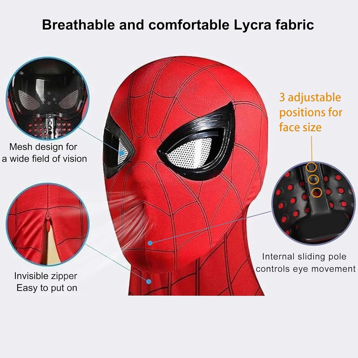 Spider Hero Mask with Moving Eyes, Realistic Spider Mask Costume for Cosplay, Birthdays Gift for Kids/Adults