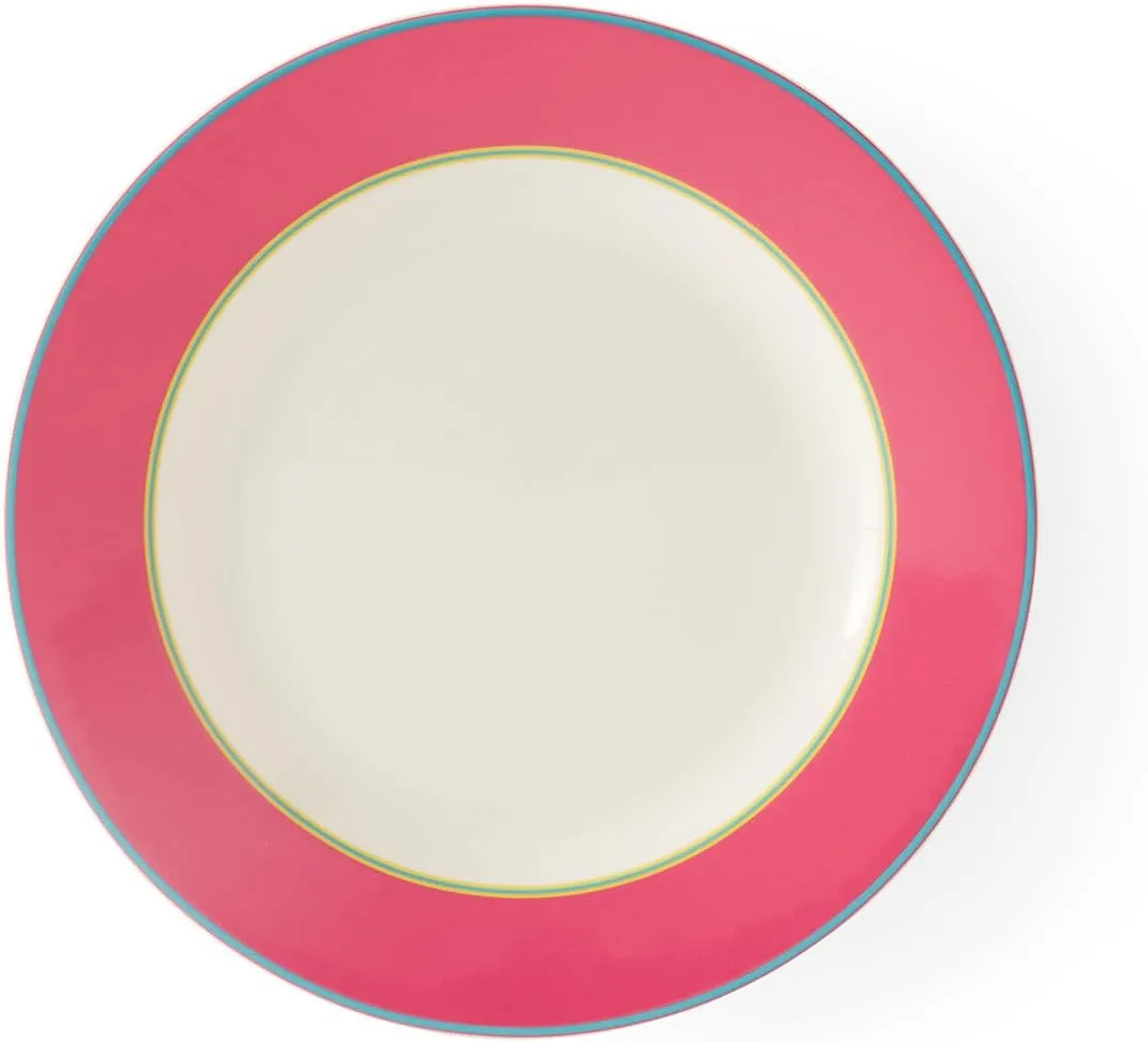Spode Kit Kemp 9.5" Calypso Side Plate | Vibrant Pink | Porcelain | Dishwasher and Microwave Safe | Ideal for Appetizers, Dessert, Snacks | Versatile Serving | Home & Gathering Use