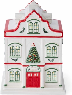 Spode Christmas Tree Miniature Christmas Village Figural Decoration, LED Lighted Christmas Village Set, Ceramic Holiday Decor - Dolomite Christmas Collectible for Indoor Display (Hotel)