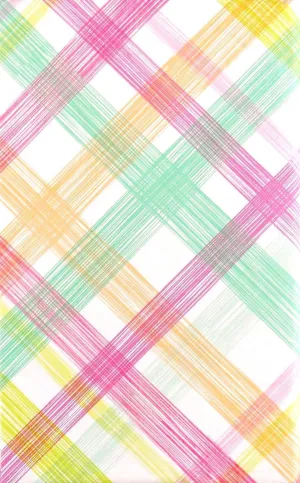 Spring Fling Vinyl Flannel Back Tablecloth - Colorful Brush Stroke Plaid (52" x 70" Oblong)