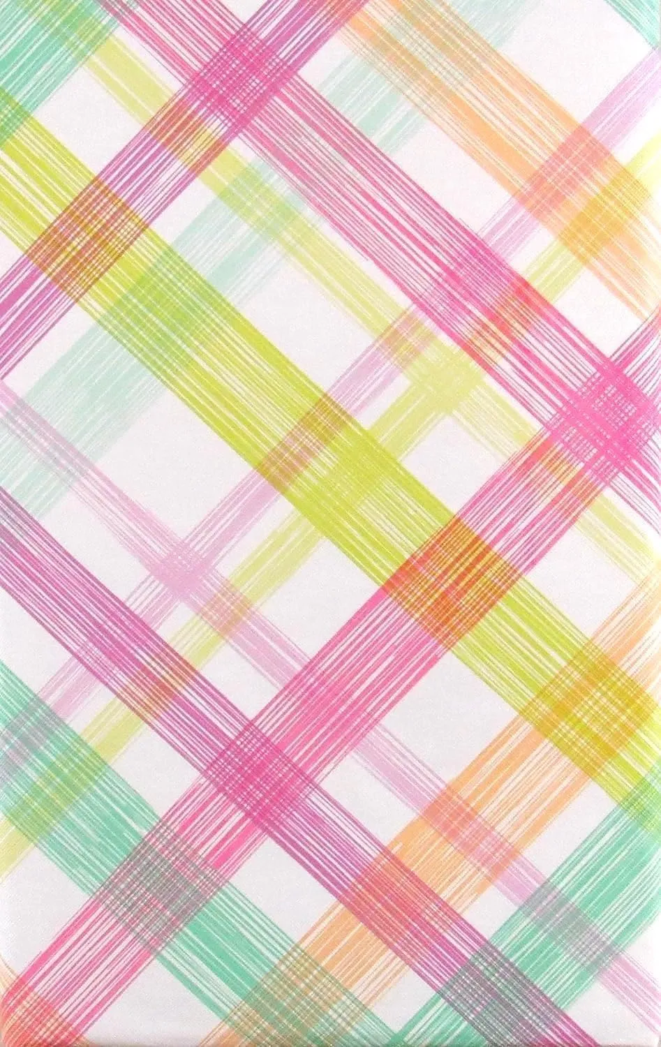 Spring Fling Vinyl Flannel Back Tablecloth - Colorful Brush Stroke Plaid (52" x 70" Oblong)