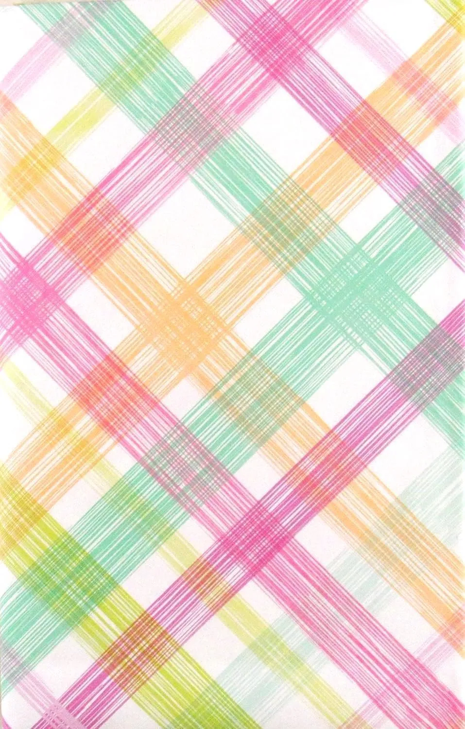 Spring Fling Vinyl Flannel Back Tablecloth - Colorful Brush Stroke Plaid (52" x 70" Oblong)