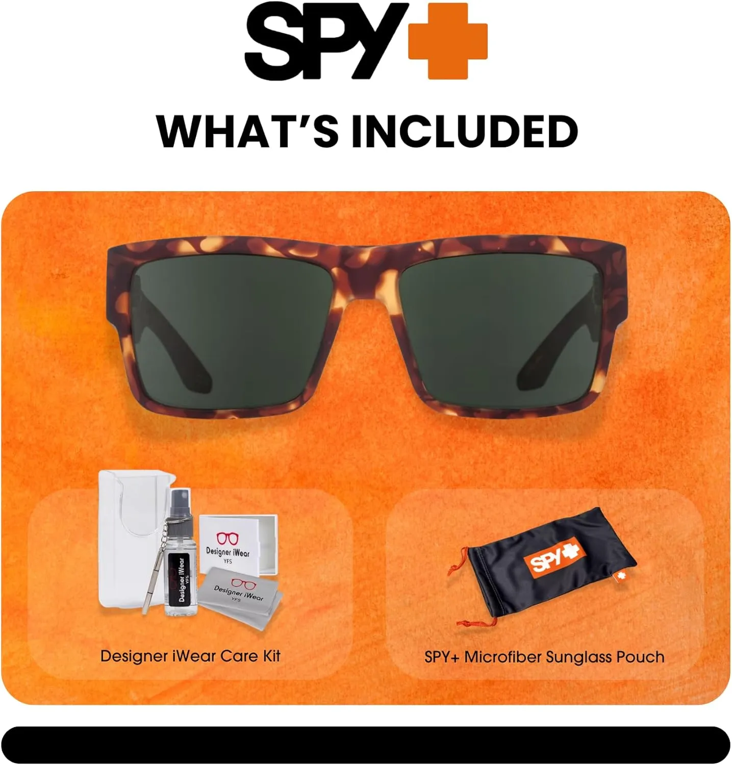 SPY Cyrus Square Sunglasses for Men for Women   BUNDLE with Designer iWear Eyewear Kit