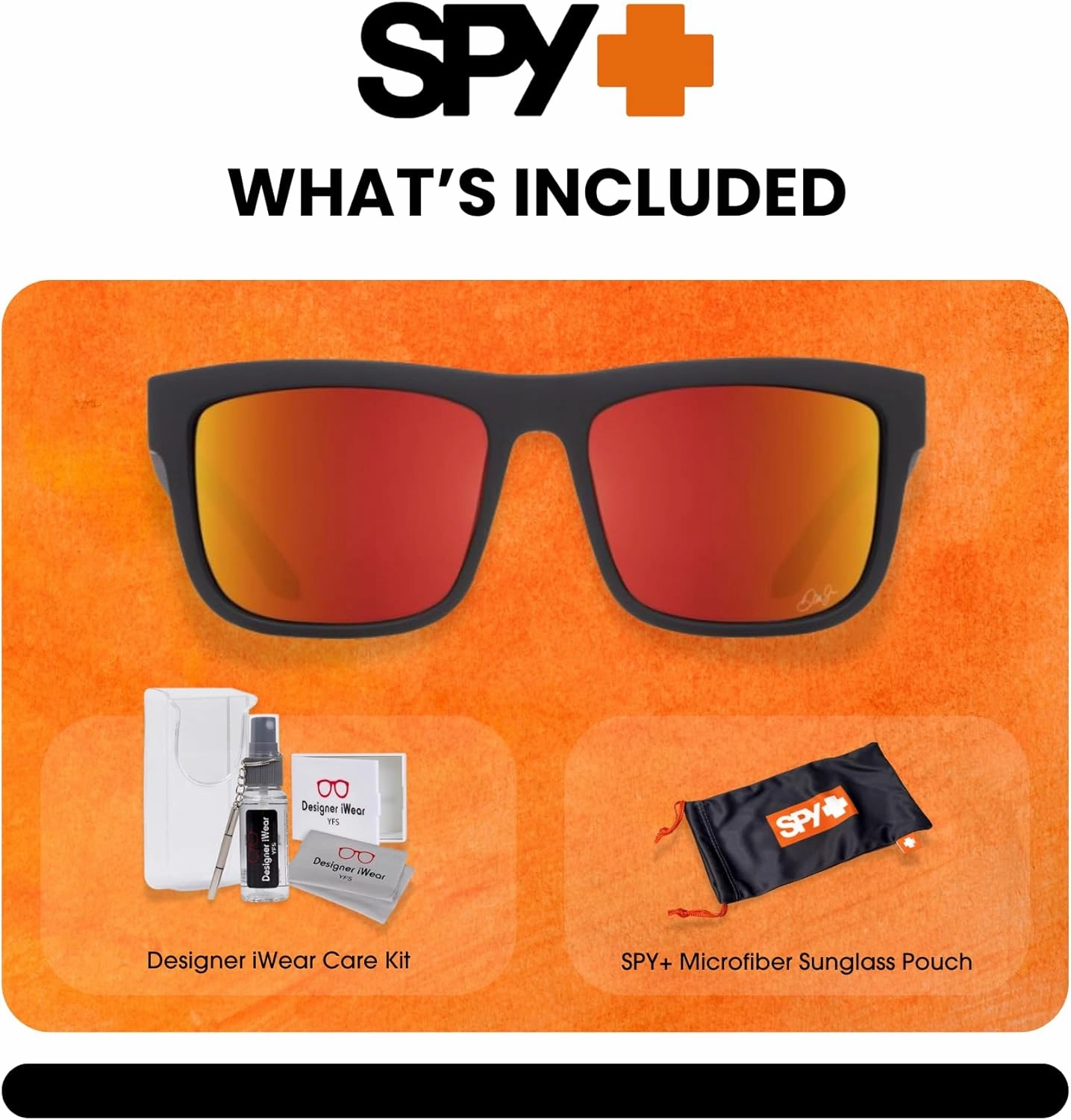 SPY Discord Rectangular Sunglasses for Men   BUNDLE with Designer iWear Eyewear Kit