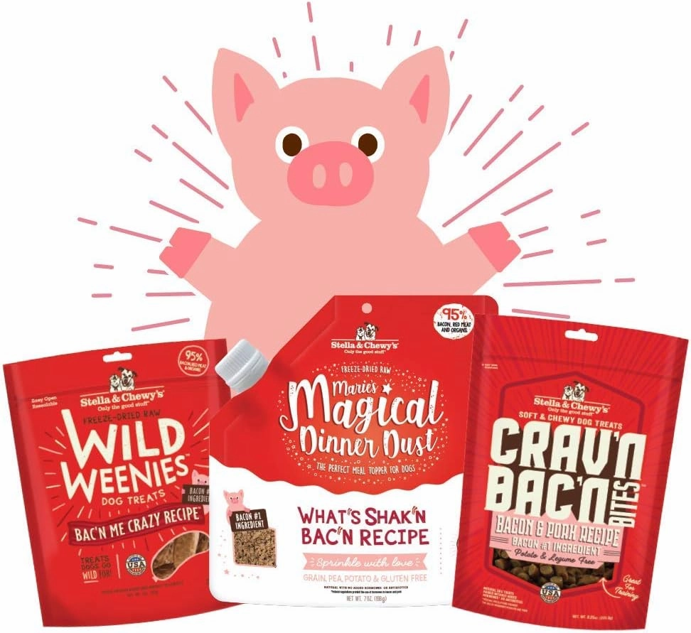 Stella & Chewy's Freeze-Dried Raw Wild Weenies Dog Treats - High-Protein Training Treats for Dogs & Puppies - All-Natural Bacon Recipe with 95% Meat & Organs - USA Made - 11 oz Bag