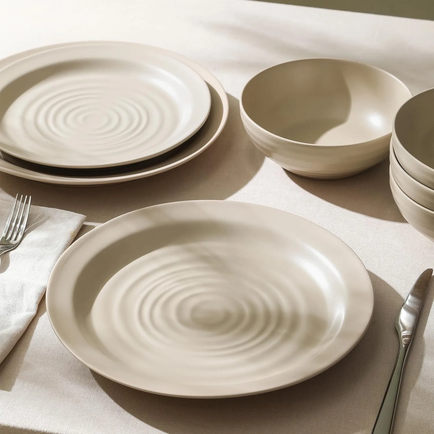 Stone Lain Orbit 16-Piece Dinnerware Set Stoneware, Beige