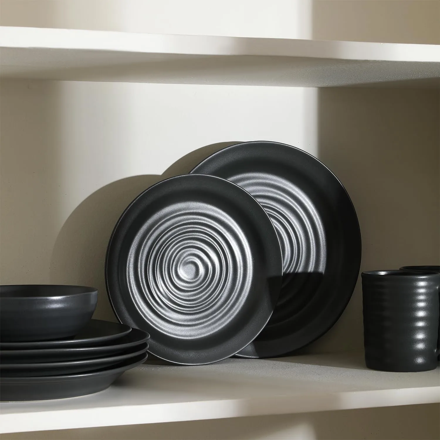 Stone Lain Orbit 16-Piece Dinnerware Set Stoneware, Charcoal