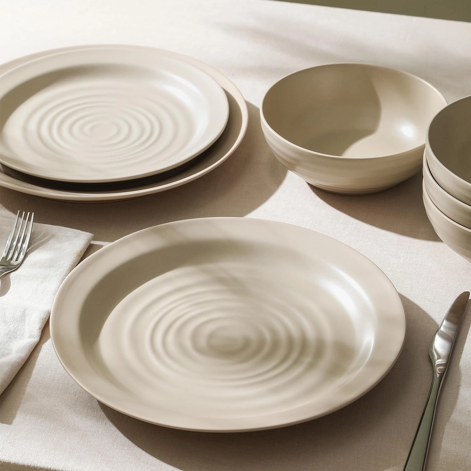 Stone Lain Orbit 12-Piece Dinnerware Set Stoneware, Beige