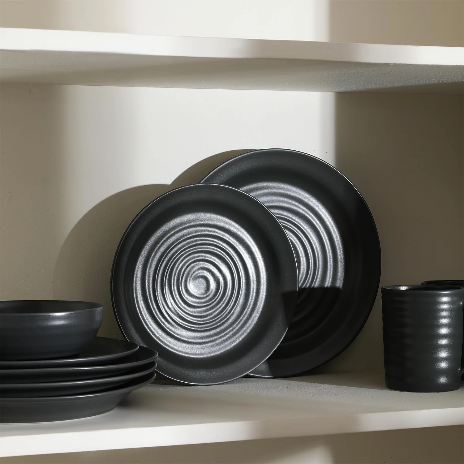 Stone Lain Orbit 12-Piece Dinnerware Set Stoneware, Charcoal