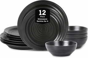 Stone Lain Orbit 12-Piece Dinnerware Set Stoneware, Charcoal