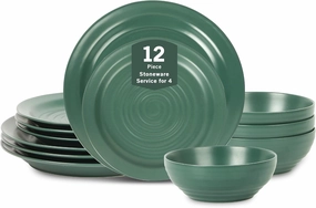 Stone Lain Orbit 12-Piece Dinnerware Set Stoneware, Green