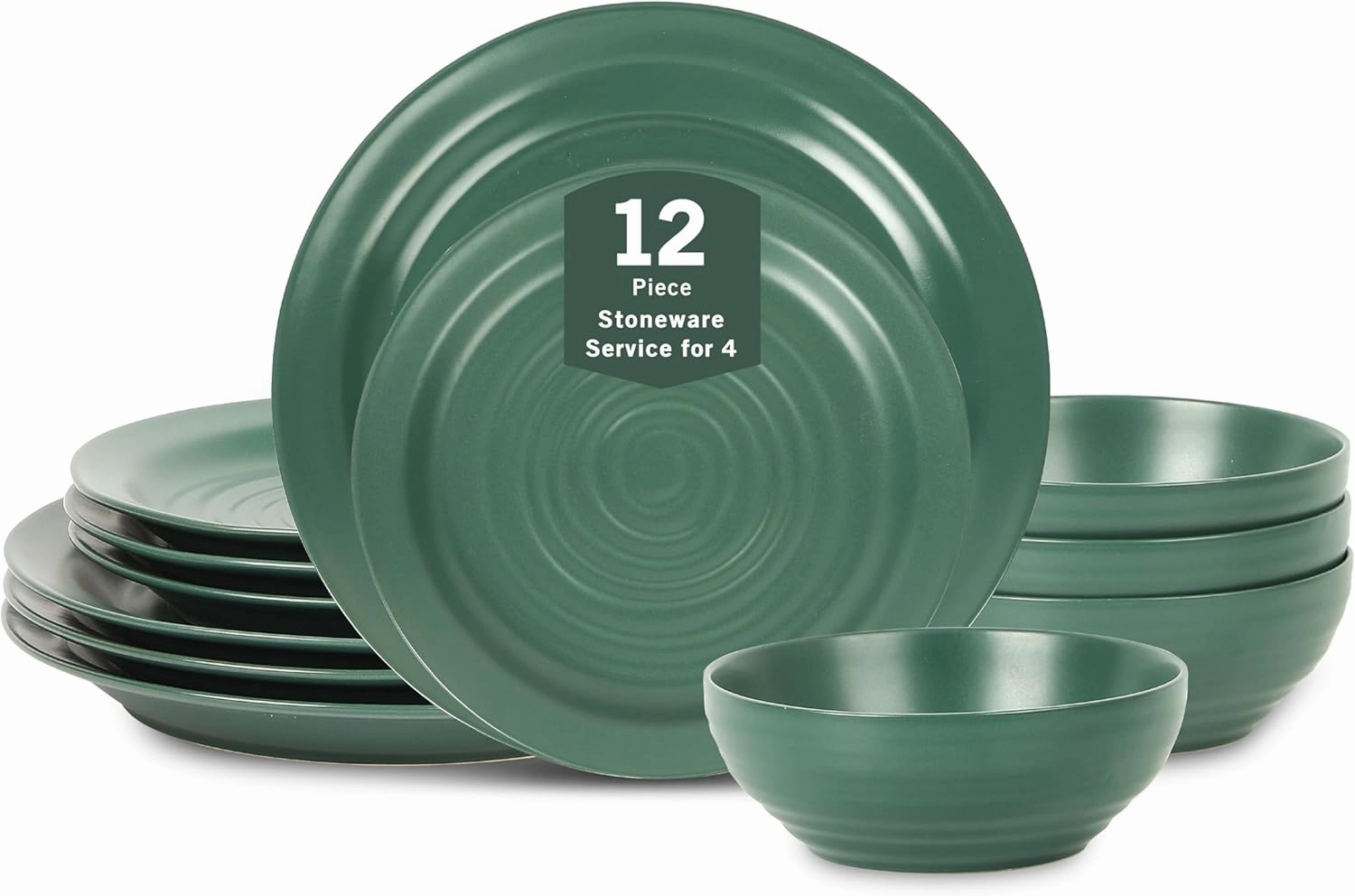 Stone Lain Orbit 12-Piece Dinnerware Set Stoneware, Green