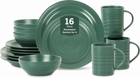 Stone Lain Orbit 16-Piece Dinnerware Set Stoneware, Green