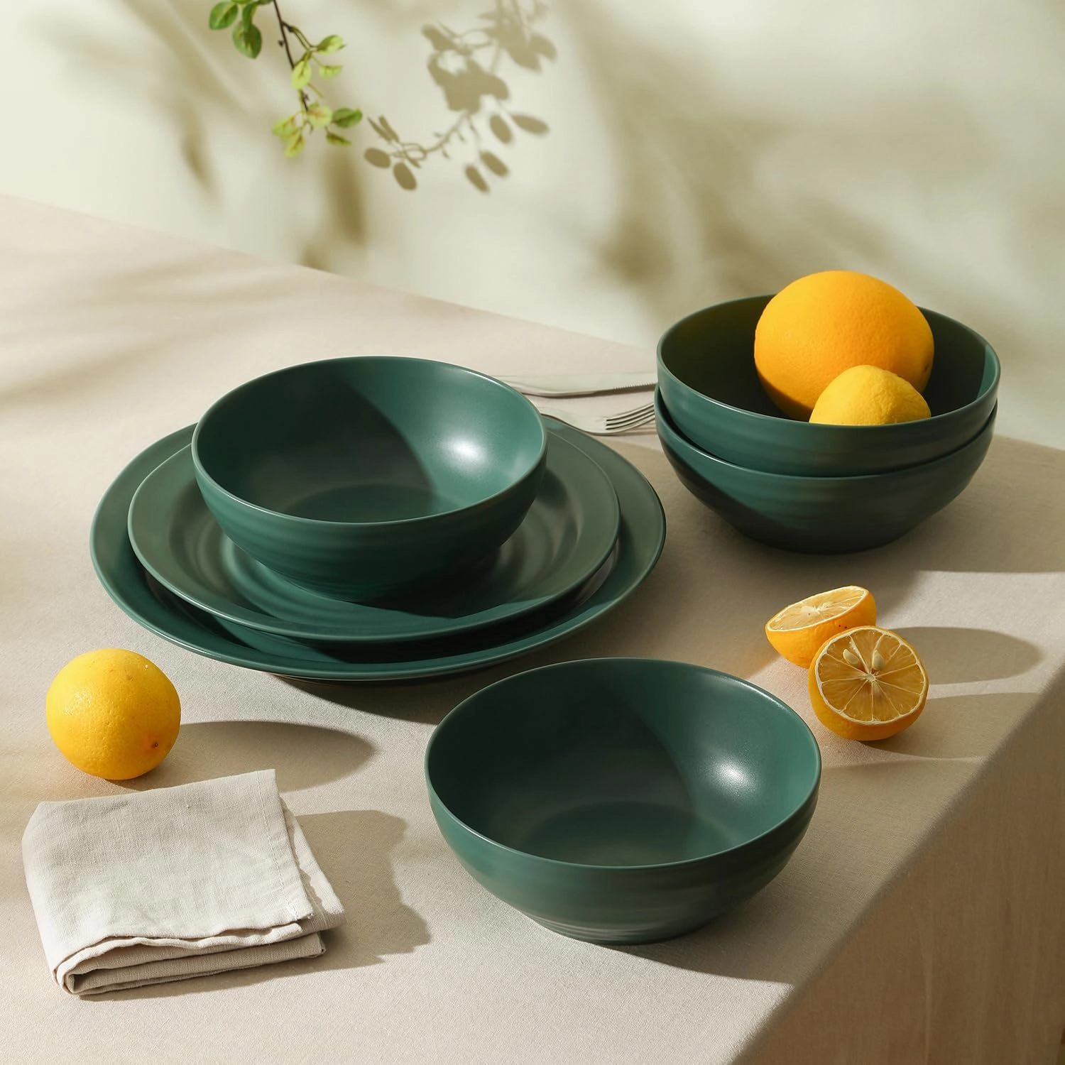 Stone Lain Orbit 16-Piece Dinnerware Set Stoneware, Green