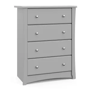 Storkcraft Crescent 4 Drawer Chest (Pebble Gray) – GREENGUARD Gold Certified, Easy-to-Match Chest of Drawers for Nursery and Kids Bedroom, Dresser Organizer for Children’s Bedroom