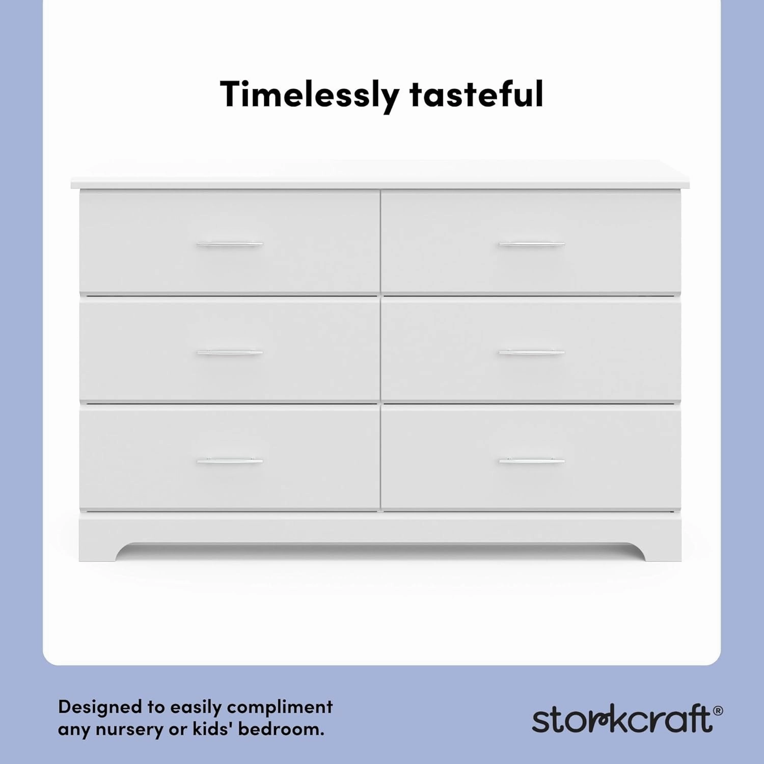 Storkcraft Brookside 6 Drawer Double Dresser (White) – GREENGUARD Gold Certified, Dresser For Nursery, Kids, Chest Of Drawers
