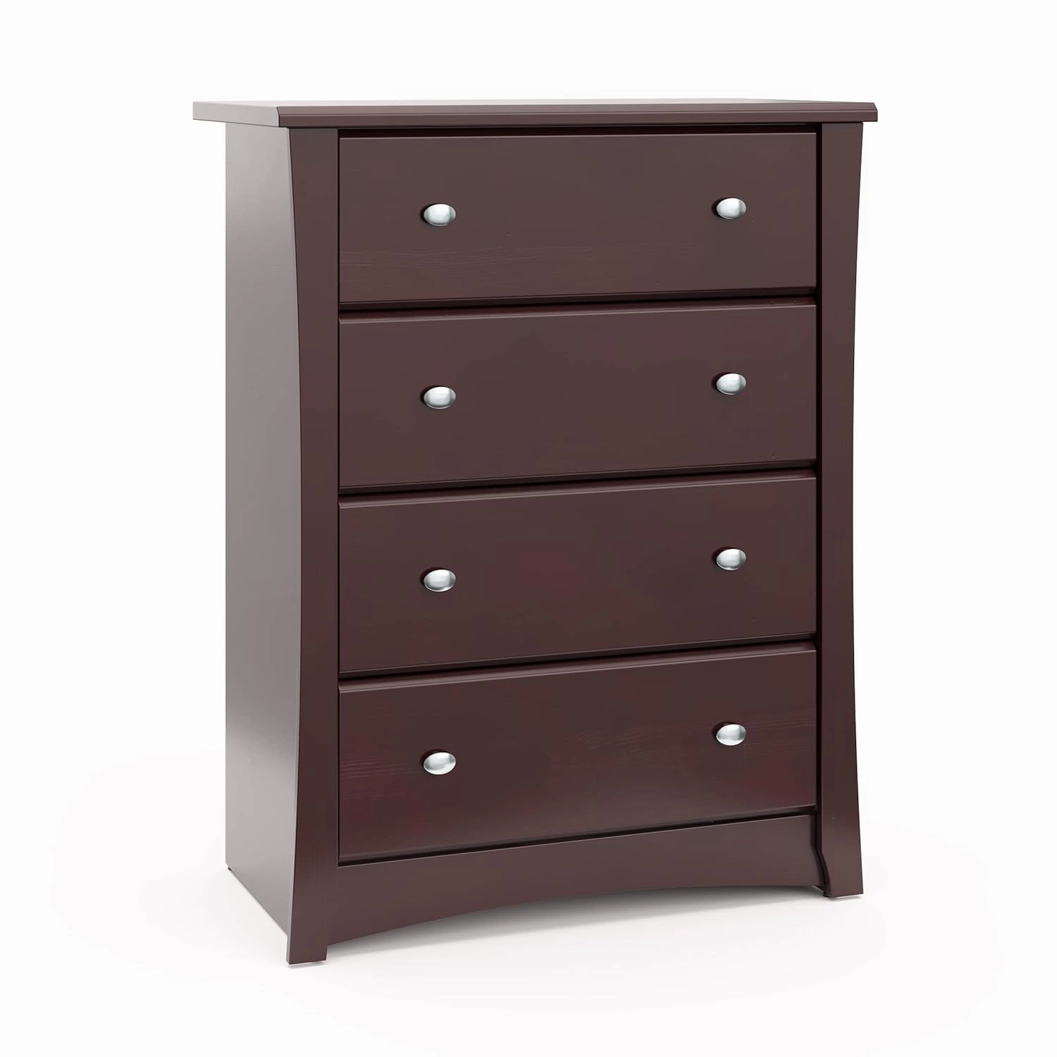Storkcraft Crescent 4 Drawer Chest (Espresso) – GREENGUARD Gold Certified, Easy-to-Match Chest of Drawers for Nursery and Kids Bedroom, Dresser Organizer for Children’s Bedroom