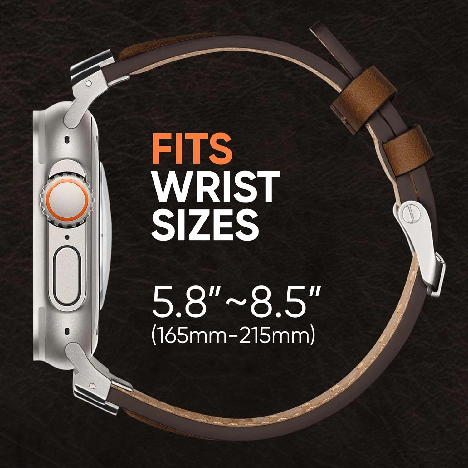 Suitisbest Leather Bands Compatible for Apple Watch Ultra Band 49mm 46mm 45mm 44mm 42mm, Genuine Leather Rugged Durable Matel Connector Replacement Strap for Women Men iWatch Ultra 10 9 8 7 6 5 4 3 SE