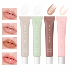 Summer Special Lip Balm, Summer Special Lip Butter Balm 4 Color Lip Butter Balm for Hydration & Shine summer lip balm mini for Shine Hydration Sheer Tinted Soothing Lip Care (Mixed 4PCS)