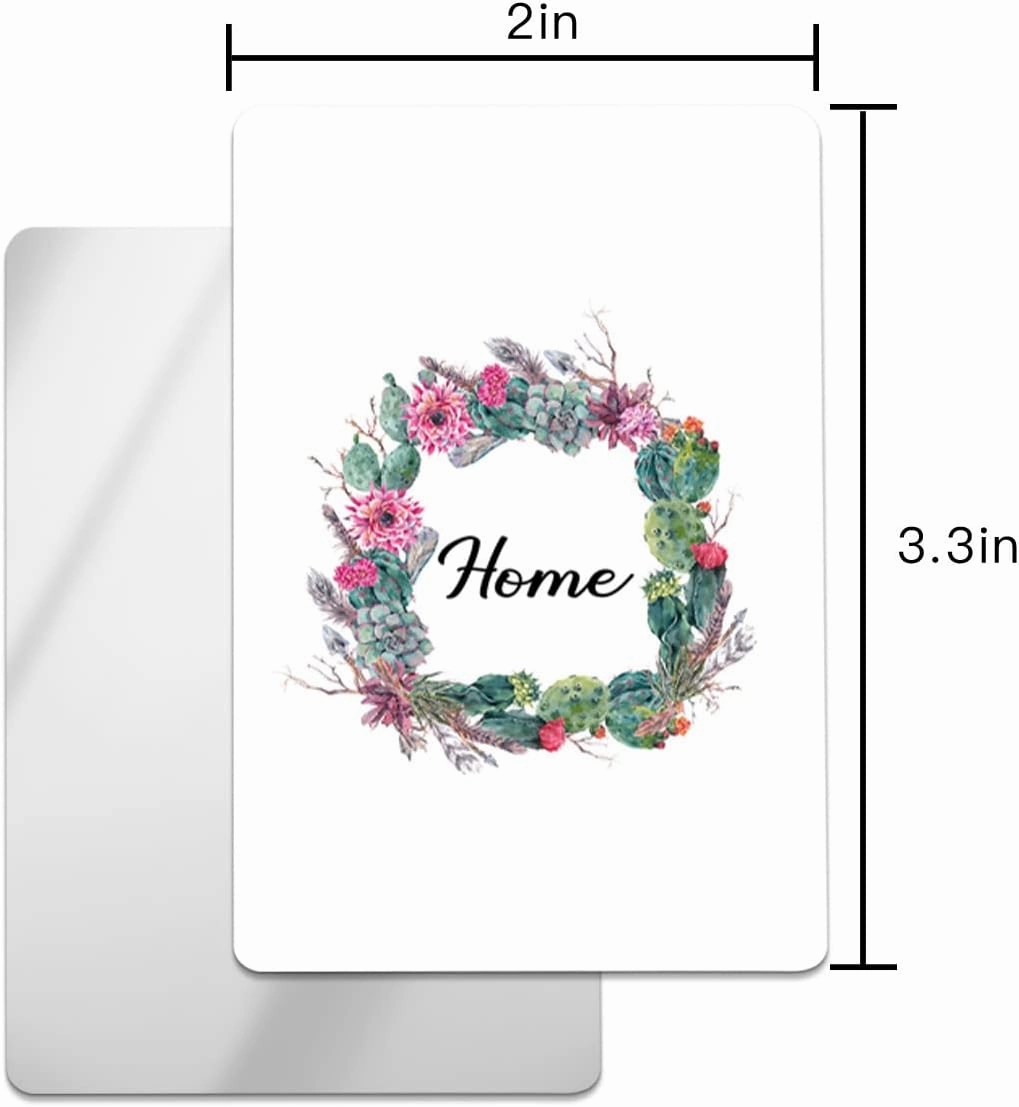 Summer Tropical Cactus Floral Wreath Small Compact Mirror for Purse, Home Green Travel Makeup Mirror for Women Men, Rectangular Handheld Compact Pocket Mirror 1 PCS