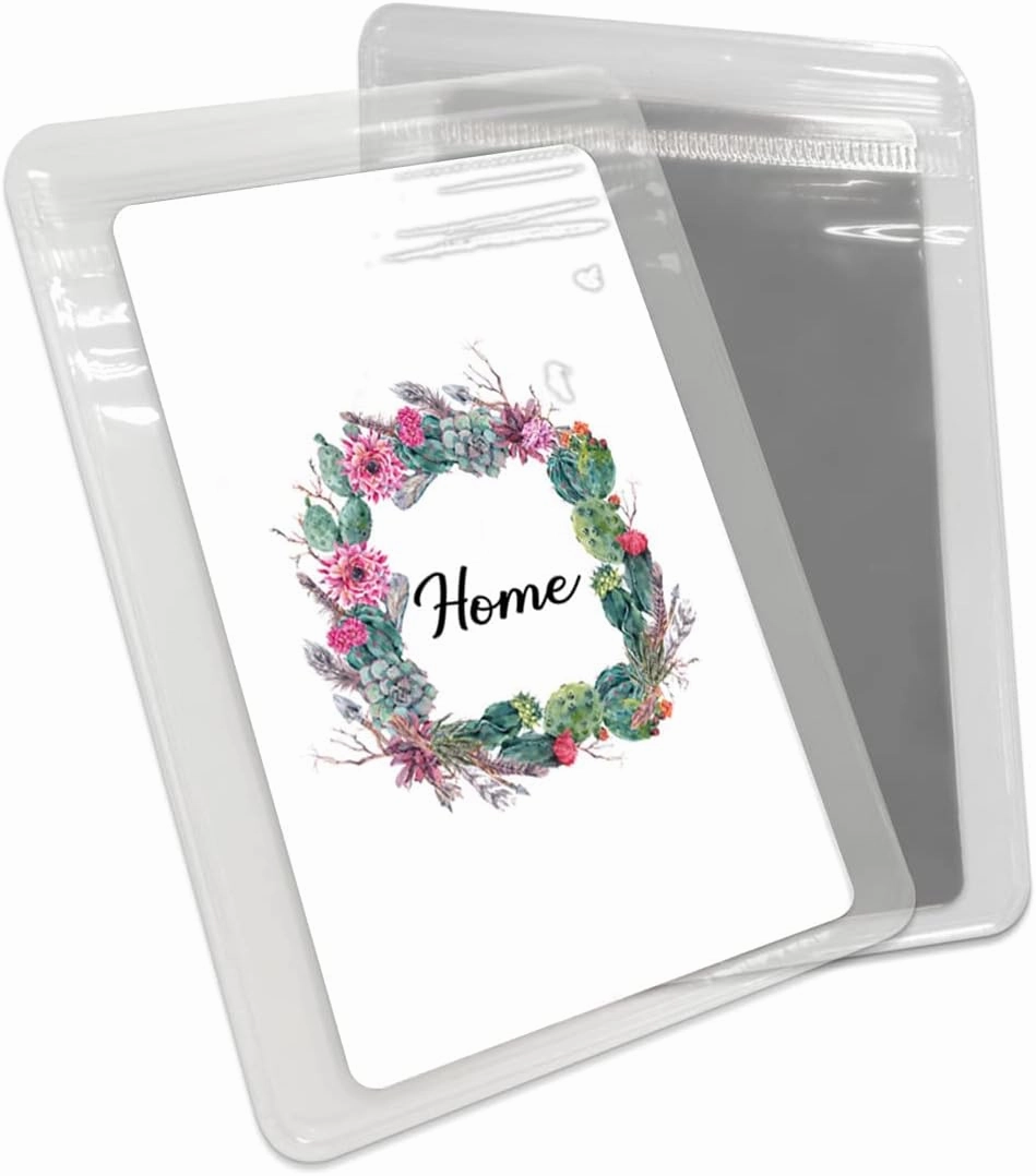 Summer Tropical Cactus Floral Wreath Small Compact Mirror for Purse, Home Green Travel Makeup Mirror for Women Men, Rectangular Handheld Compact Pocket Mirror 1 PCS