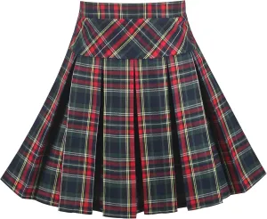 Sunny Fashion Girls Skirt Back School Uniform Red Tartan Skirt Size 4-14