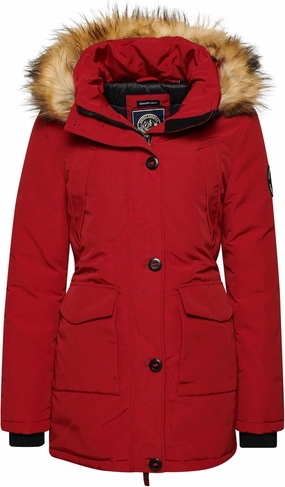 Superdry Womens Everest Parka Coat Red Size 8