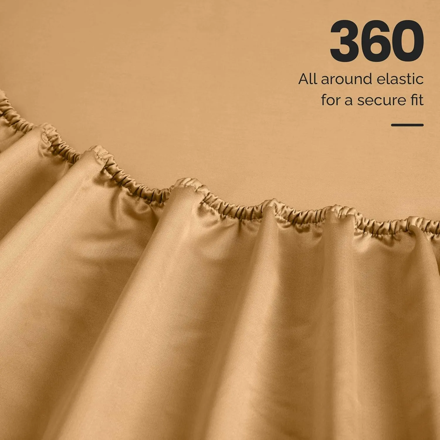Superior Egyptian Cotton 4 Piece Sheet Set, Luxury 1500 Thread Count, Modern Design, Sustainable Sheets, Basics, Solid, Deep Pocket Fitted Sheet, Flat Sheet, Pillowcases, California King, Gold