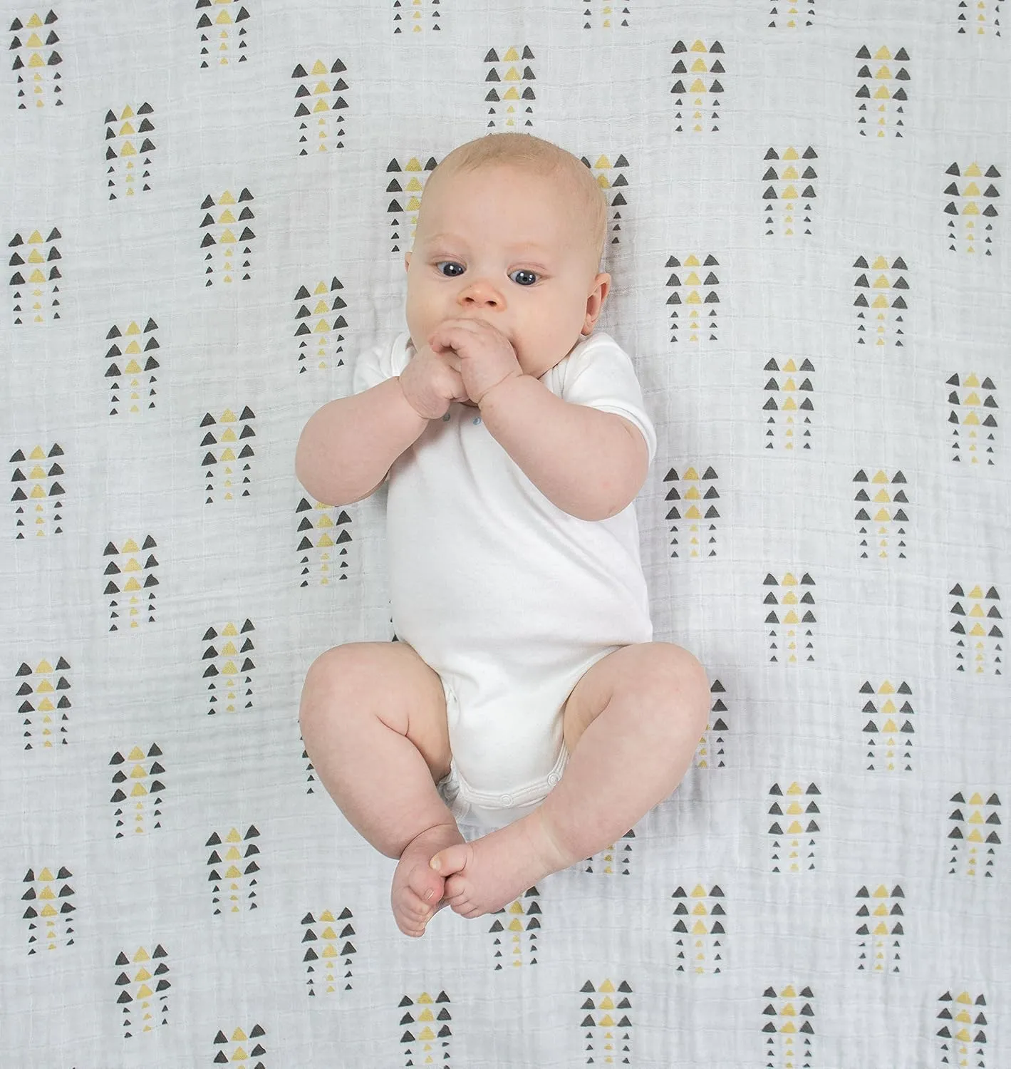 SwaddleDesigns Cotton Muslin Swaddle Blankets, Set of 4, Receiving Blankets for Baby Boys & Girls, Best Shower Gift, 46x46 inches, Gold & Graphite